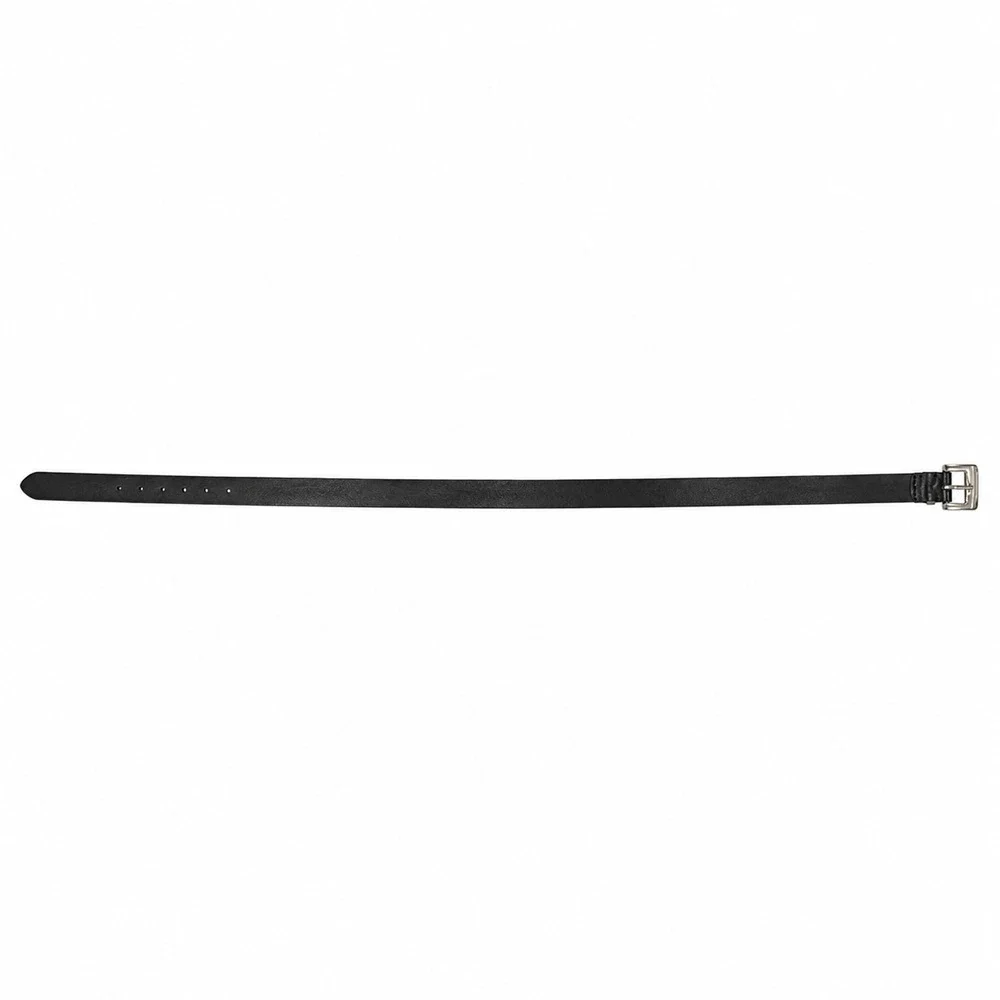 New York & Company Black Genuine Leather Belt Size L Made in Italy Silver